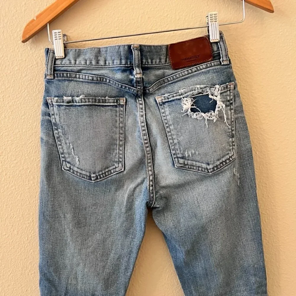 Moussy Vintage Latrobe Distressed Busted Knees‎ Denim Jeans 25‌